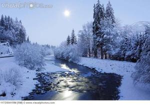 Winter scene with moon